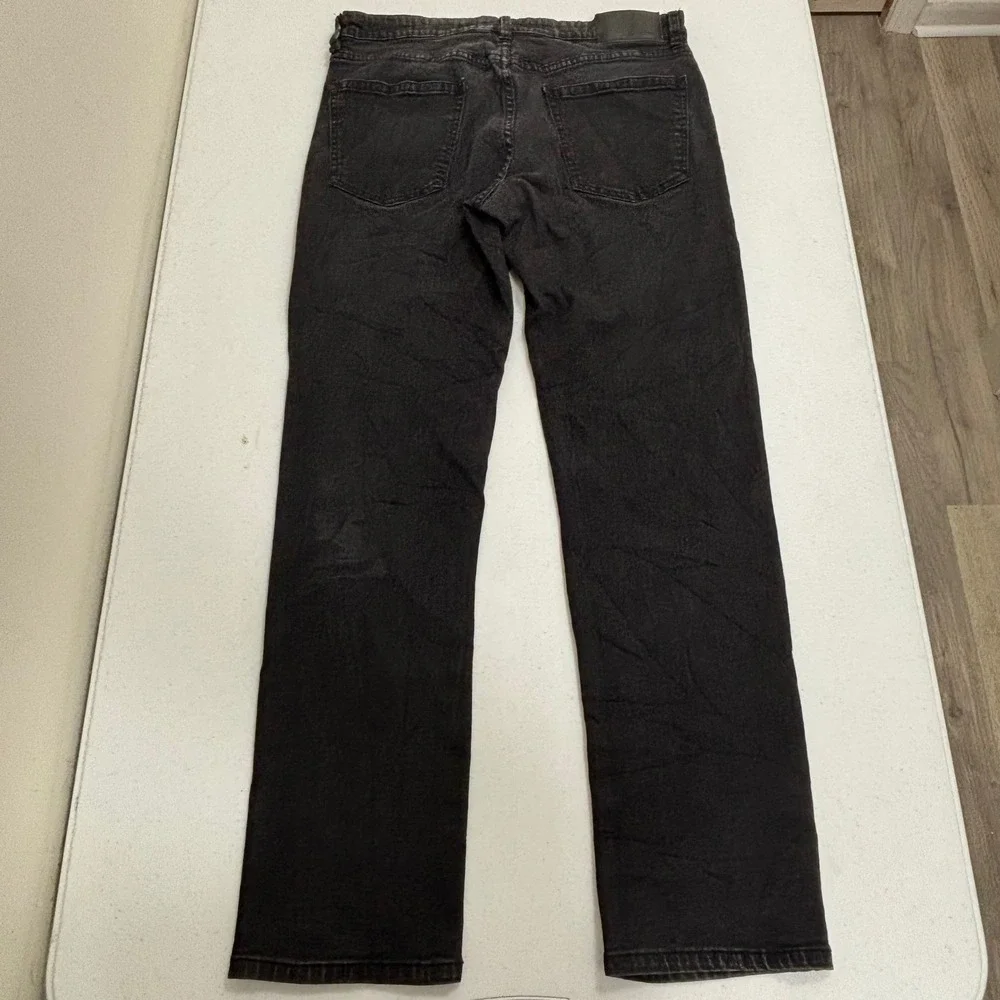 Vince Camuto Mens Straight Leg Jeans Faded Black Acid Wash 34x30 Denim Pants